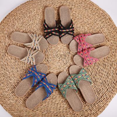 China New fashion trend summer fashion beach slippers for outdoor women high quality ladies jute unique hot sale slippers custom for wholesale for sale