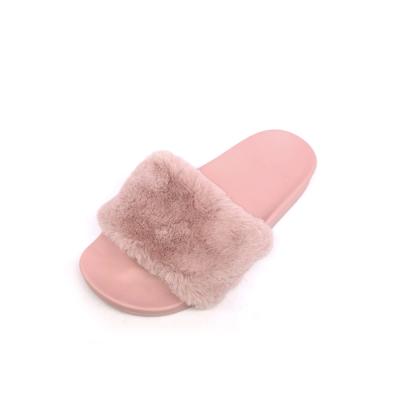 China New Design Anti-odor Ladies Fashion Outdoor Fur Slippers Indoor Warm Comfortable Pink Faux Fur Slipper for sale