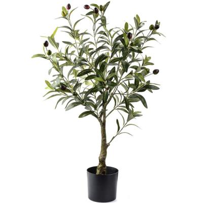 China Country Olive Tree Plants Artificial Fake Olive Tree Branch Leaves Topiary Silk 32 inch Plant Decor for sale