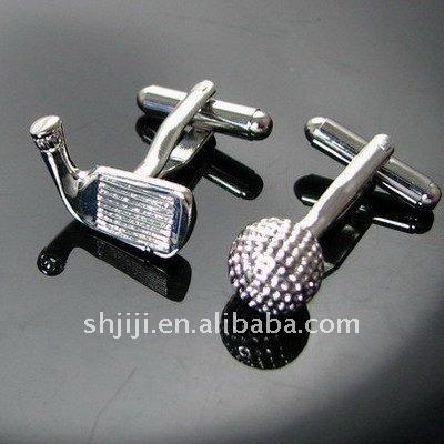 China Simple Cufflinks Men Gift Metal Golf And Brassie Sports Cufflinks for sale