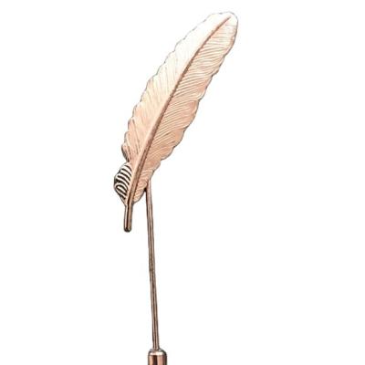 China Rose Gold Feather Lapel Pin DE LUXE for sale