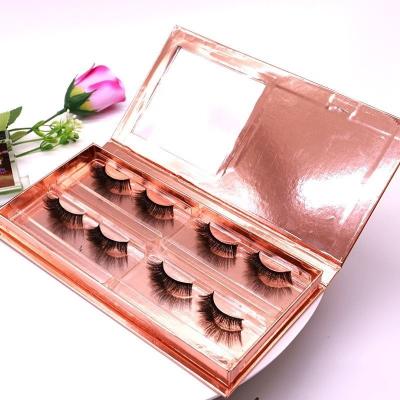 China Soft Eyelash 25mm 10D Cotton Strip Lashbook 16 Pairs Mini Eyelash Book Custom Lash Box Vendoreyelash Seller Customized Boxes Rose Gold for sale