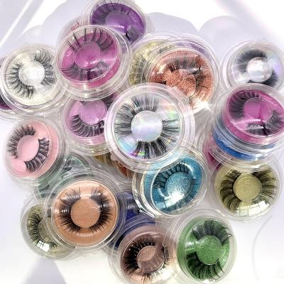 China Natural 3D Mink False Eyelashes Mink Eyelashes Soft Cotton Strip Free Samples With Private Label Round Circular Packaging Boxes for sale