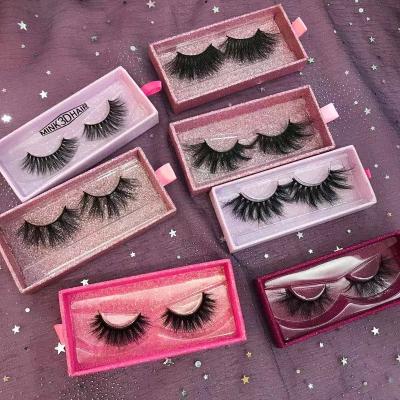 China Wholesale Sellers 20-25mm Cotton Soft Strip Mink Eyelashes Full Eyelashes High Quality With Customized Boxes for sale