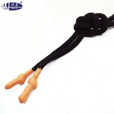 China Round cotton draw cords for hoodie with silicone ends for sale