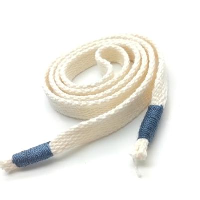 China Fashion style 1cm flat cotton draw cord garment drawstring cords with decorative cord ends for sale