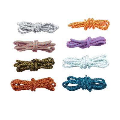 China Mingjia Polyester Custom Soccer Shoelaces Logo Round Jacquard Shoe Laces for sale