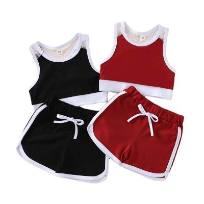 China ENGLAND STYLE SUMMER GIRL'S EQUIPMENT SETS VEST AND SUIT CASUAL SPORTS KIDS DRESS SET TWO PIECE SHORT PANTS for sale