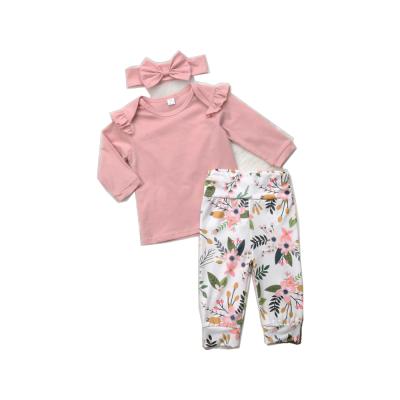 China ENGLAND STYLE AUTUMN AND SUMMER GIRL EQUIPMENT SETS long sleeve pants headband casual 3 piece set children sportswear for sale