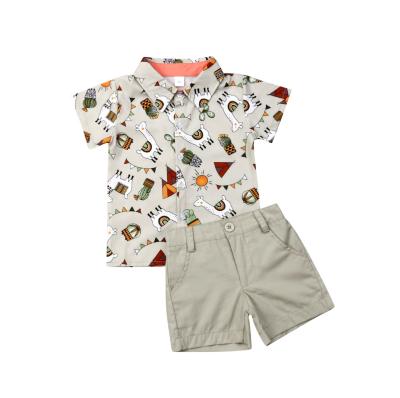 China Suits Summer Boy Suits Sets Kids Printed Short Sleeve Shirts Shorts Pants Sets Kids Suits for sale