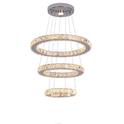 China Hotel Modern Crystal Chandelier Nordic Design Aluminum Hanging Light Lamp Lighting Luxurious Round Ceiling Hanging Lamp for sale