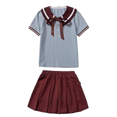 China Latest Design School Sailor School Uniform Collar Sweet Style For Teenagers Costume Pleated Skirt for sale