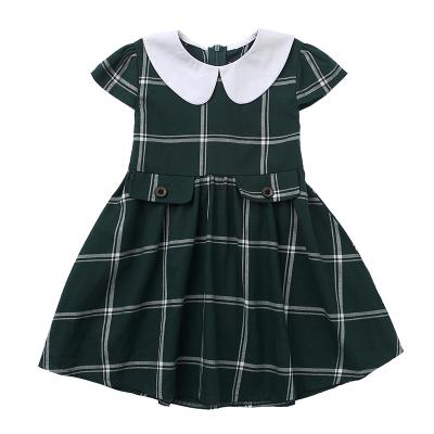 China British style school boys and girls school uniforms plaid skirt school professional green pleated dress for sale