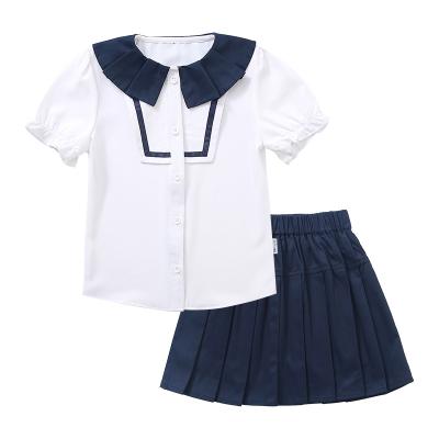 China School Uniform Designs Schoolboy and Girls Short Sleeve White/Blue School Uniform Shirt Skirts for sale