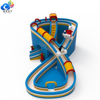 China PVC Giant Inflatable Water Slide Water Slide With Pool For Kids Adults for sale