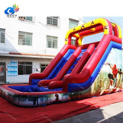 China Commercial Plato 0.55mm PVC Tarpaulin Water Slide Explosion Giant Inflatable Water Slide for sale