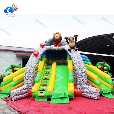 China Plato 0.55mm PVC Tarpaulin Inflatable Backyard Aqua Slide Rainforest Slide Park Slide for sale