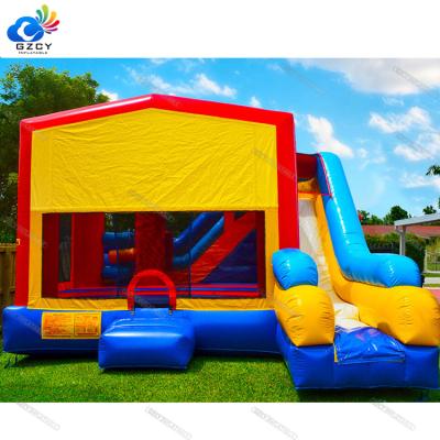 China Commercial Outdoor PVC Bouncy Castle With Combo Slide Inflatable Bouncer Slide For Kids for sale