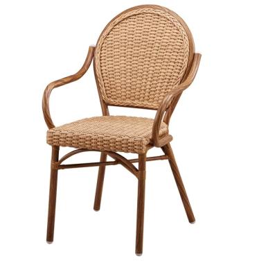 China SHENGFANG Modern Bistro Garden Dining Chairs Furniture Rattan Fabric Seat for sale