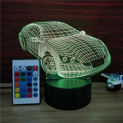 China Popular Creative Cool Hot Sale RGB 7 Colors Amazing Customize 3D Optical Illusion Car LED Lamp Toy For Kids Bedroom Table Night Lamp for sale