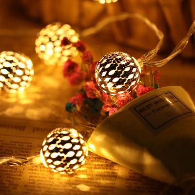 China Residential Globe LED String Lights 19.7FT Metal Ball USB Operated Moroccan Fairy Lights 30 LED Holiday Lighting Christmas Decorations for sale