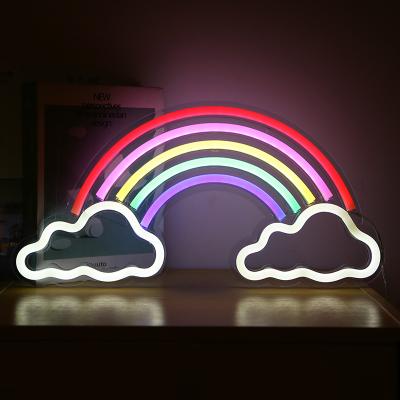 China Modern Creative LED Wall Lamps USB Powered Neon Light Rainbow Meteor Design Wall Hanging Lamp for Bedroom Bar Shop Party Decoration for sale