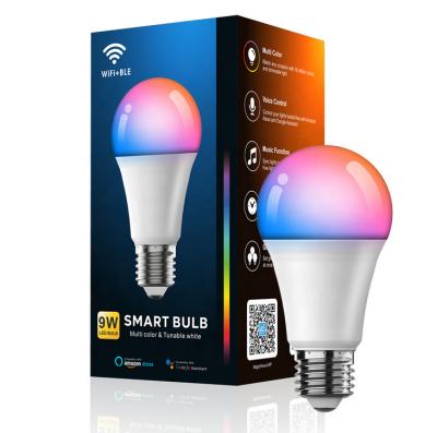 China Led Bulb E27 WiFi Smart LED Light Bulb RGB Globe Color 9W Lamp For Alexa Google Home for sale