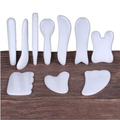 China Wholesale Natural White Bian Stone Gua Sha Tool Hand Made Scraping Tool Guasha De Gua Sha Wide For Face for sale