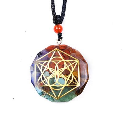 China Wholesale Semi Chakra Necklace Europe Orgone Seven Gemstone Meditation Pendant Chakra Healing Yoga Crystal Jewelry for sale