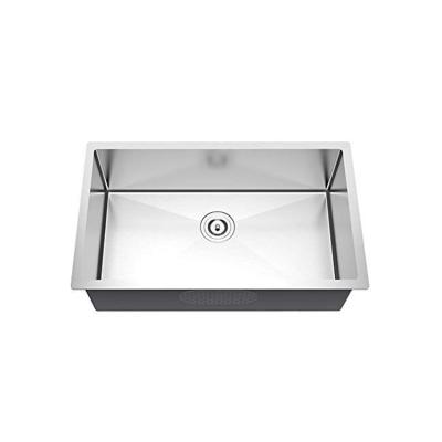 China Customized r10 16 gauge luxury undermount 304 stainless steel single bowl kitchen sinks without faucet with strainer and sink clips Te koop