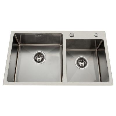 China With Faucet Luxury 304 Stainless Steel Double Bowls Drop In Topmount Kitchen Bathroom Sink Sink RV Laundry Handmade Sink Waschbecken Te koop