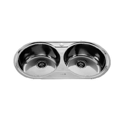 China Without Faucet Best Double Round European Style Prep Kitchen Sinks for sale