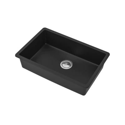 China Without Faucet Stone Outdoor Decorative Nano Black Quartz Garden Utility Sink With Faucet for sale