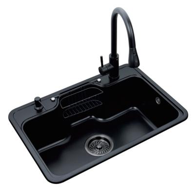 Китай Luxury Topmount Single Bowl Faucet Black Granite Single Bowl Faucet Topmount Quartz Compound Kitchen Sink продается