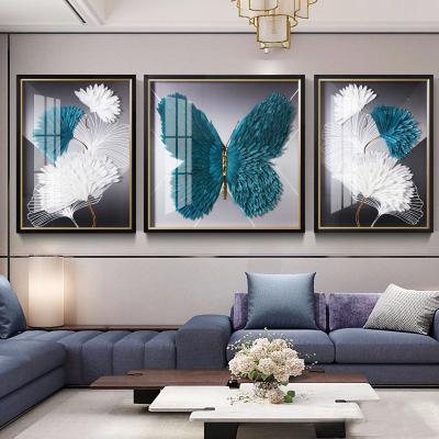 China China Eco-friendly Manufacturer Customized Feather Butterfly pure handmade suitable for living room hallway decorative painting for sale