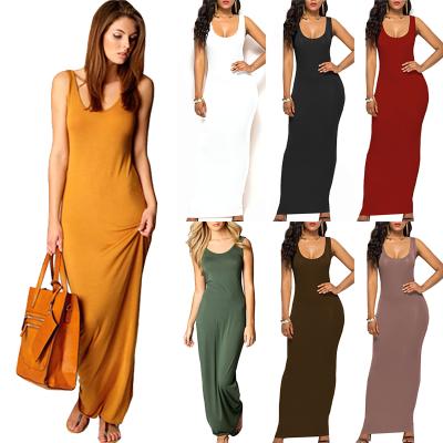 China Anti-Static Sleeveless Sexy Vest Women's Clothing Solid Color Women's Long Maxi Dress S~3xl for sale