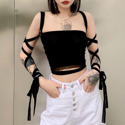 China Summer QUICK DRY Trending Hot Selling Fashion Tops Pure Color Navel Naked Bandage Sling Women Crop Top for sale