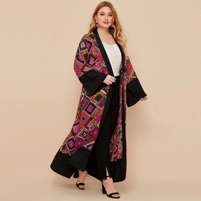 China Open Front Kimono Printed Abaya Long Cardigan Robe Kimono Plus Size Muslim Dress 1539 for sale