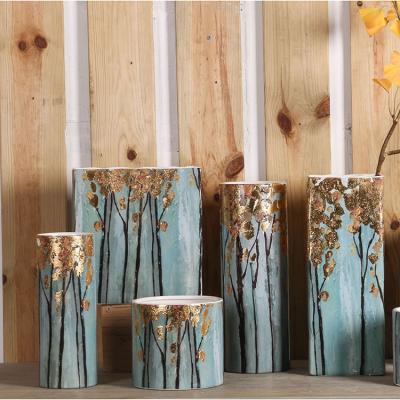 China Home Decor Durable Ornament Ceramic Vase In Flower Living Room Gold Pattern Craft Plant Vase for sale