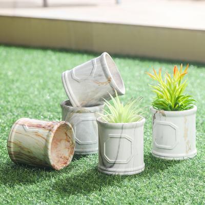 China Modern Home Custom Design Modern Marbled Ceramic Flower Pots Garden Decor Plant Succulent Pots Luster for sale