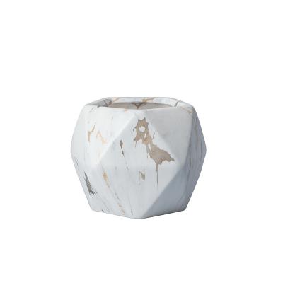 China Durable OEM Customized Geometry Shape Glazed Marble Ceramic Garden Pots And Planters For Outdoor Succulent Plant for sale