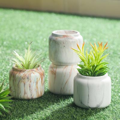 China American Style Outdoor Garden Decoration Round Shape Plant Marble Glazed Ceramic Green Succulent Flowerpot for sale