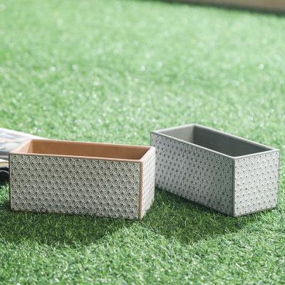 China Durable Garden Hardware Supplies Emboss Model Mini Square Cement Succulent Planting With Flower Pot Planter for sale