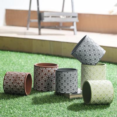 China Wholesale Geometry Pattern Vasi di fiori Cement Flower Pots and Planters for Indoor and Outdoor Live Plants for sale