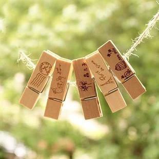 China 45mm photo pegs wood craft pegs with 2 sides laser engraved logo for sale