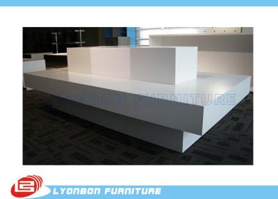 China Customized MDF White Retail Display Tables OEM ODM With Printing Logo for sale