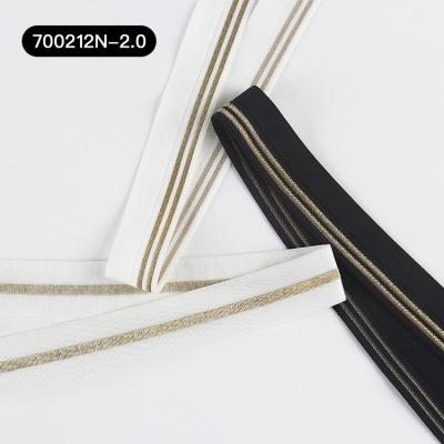 Cina Gold Edge Nylon Bias Binding Tape Webbing Fold Elastic Band Underwear Elastic Edging Yarn Skirt Waist Rubber Band in vendita