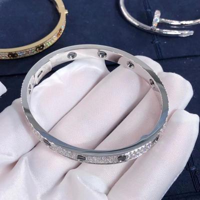 China 14K Diamond Bangle Branco Ouro VVS Diamond Pave Love Bracelet Joias à venda