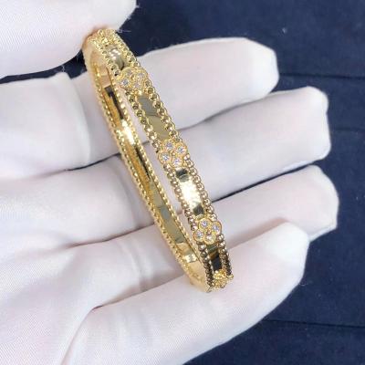 China Sweet Four Leaf Clover 14K Diamond Bangle Bracelet Rosa Branco Ouro OEM à venda