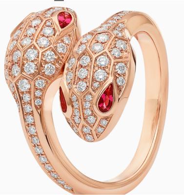 China Double Snake Head VS 18K Diamond Rings Rose Gold Fine Jewellery for sale